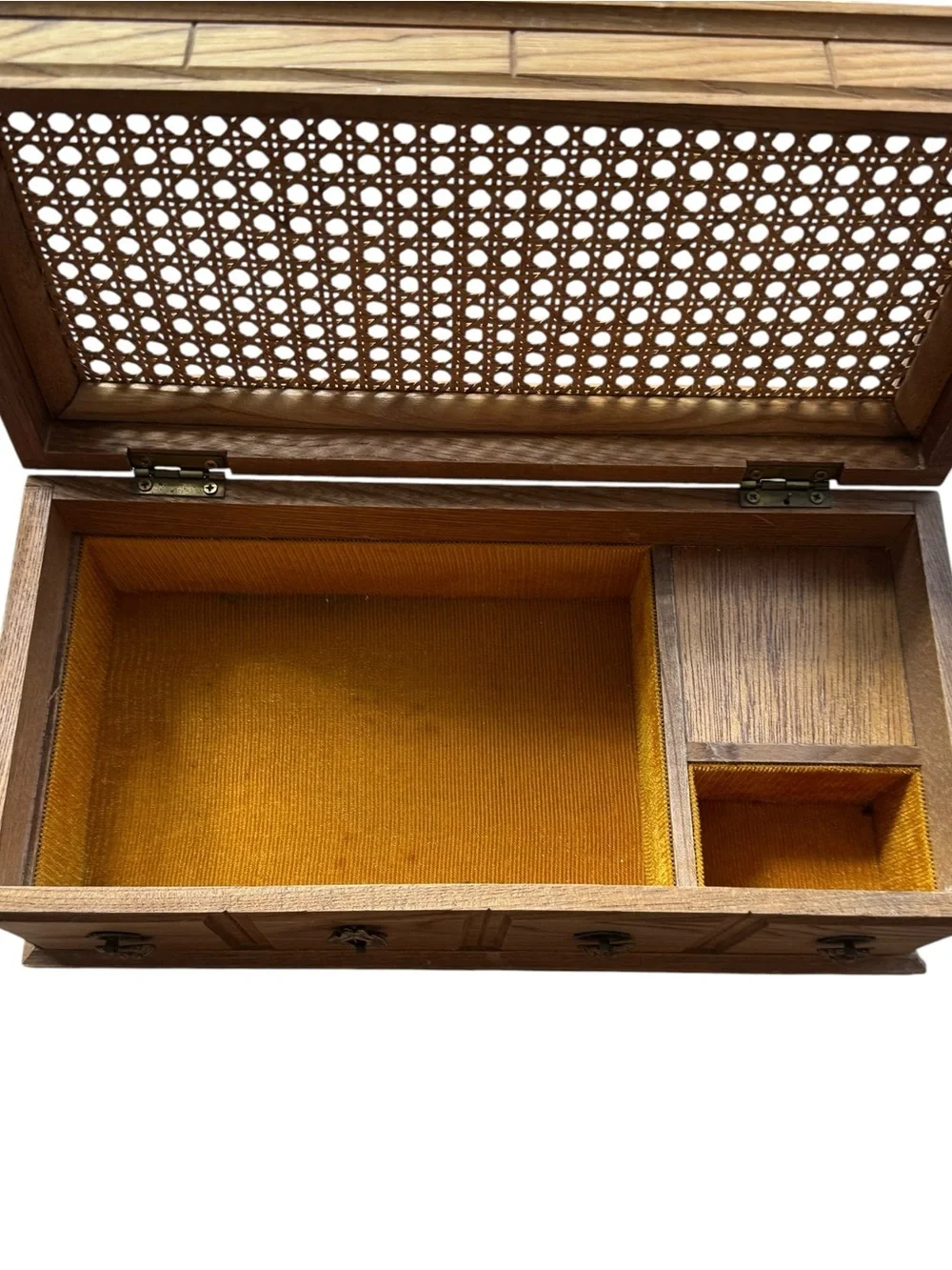 VTG Mele Wooden Jewelry Dresser Music Box Cane Top Chest MCM Made In Japan